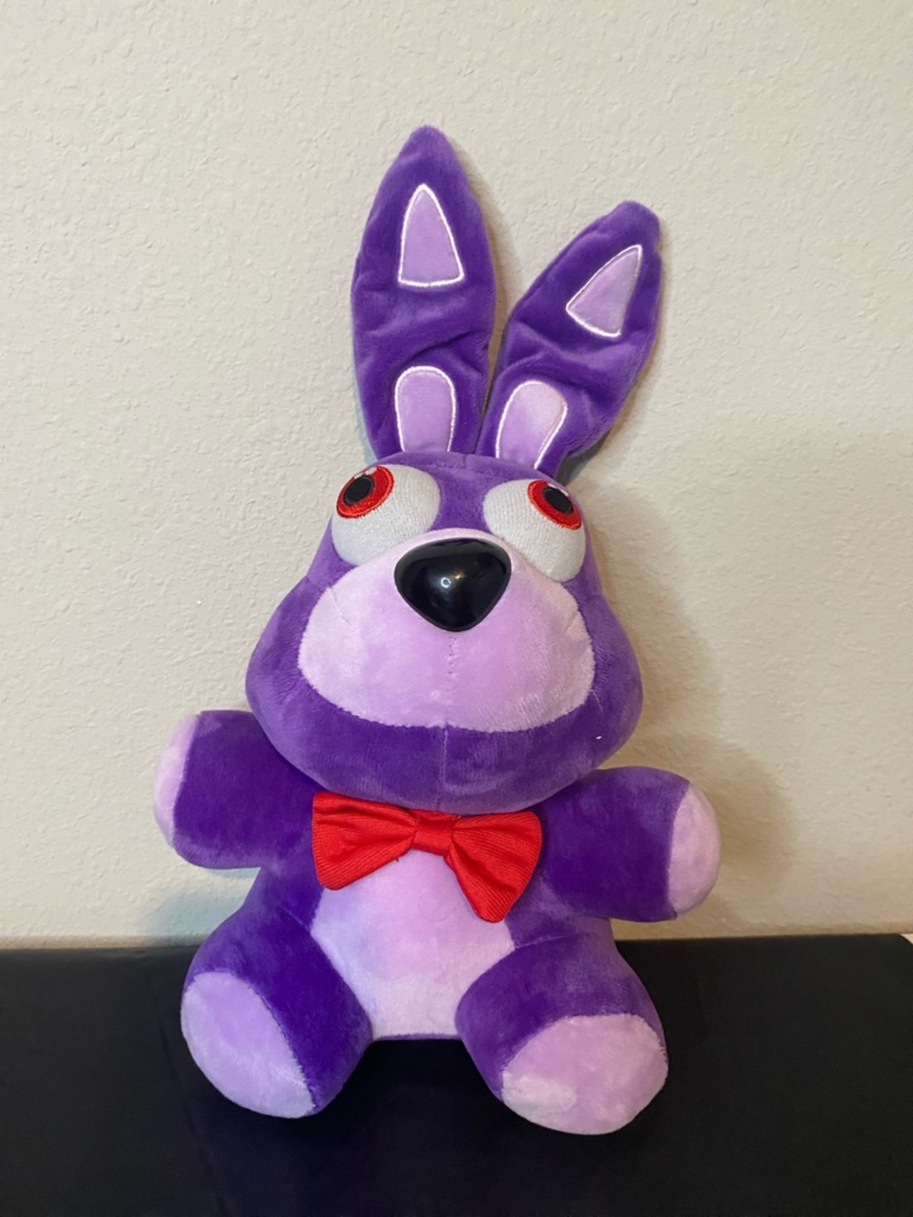 Purple Plush Bunny with Red Bow - Kids Toy